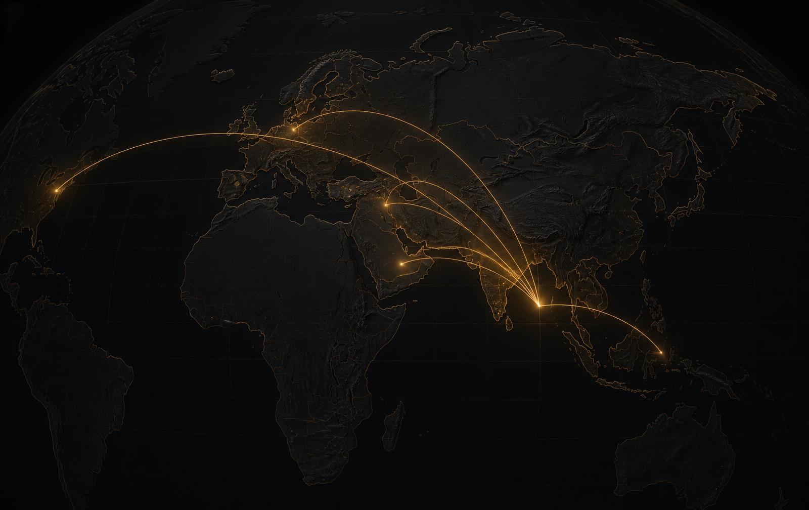 Delivery routes extending from India across global markets